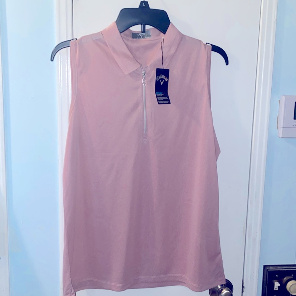 NWT Callaway sleeveless lightweight moisture wick collared quarter zipper top